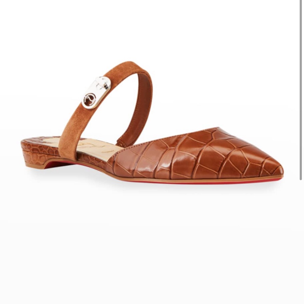 Christian Louboutin Choc Lock Leather Mule Flats